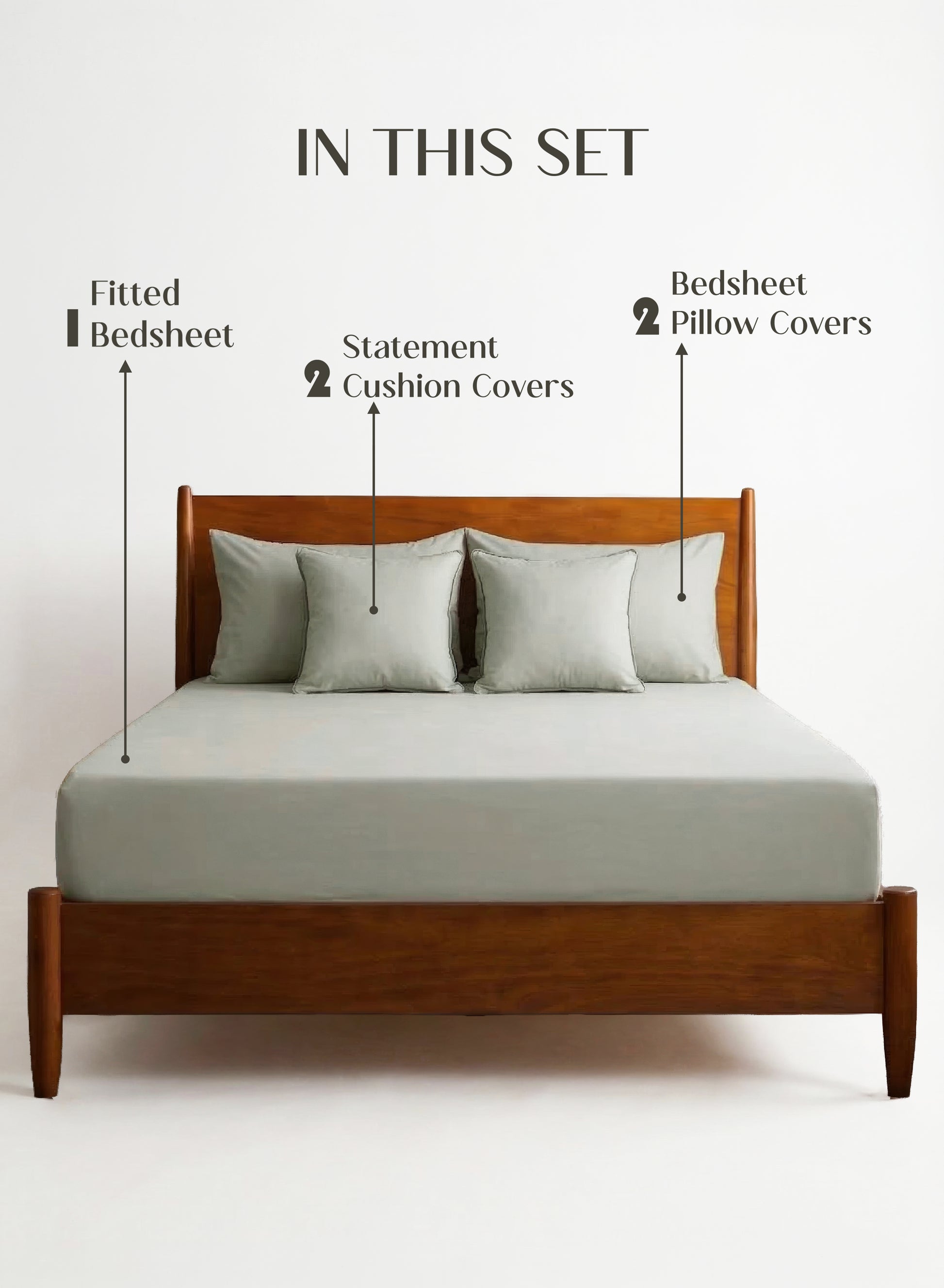 Home Crayons LuxeFit™ Fitted Bedsheet Set | Perfect Fit for Queen & King Mattresses | Pastel Pistachio