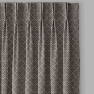 Teramo Jacquard Room Darkening Curtains | Crest Jacquard Weave | Peat Brown | Set of 2 | Fully Customizable