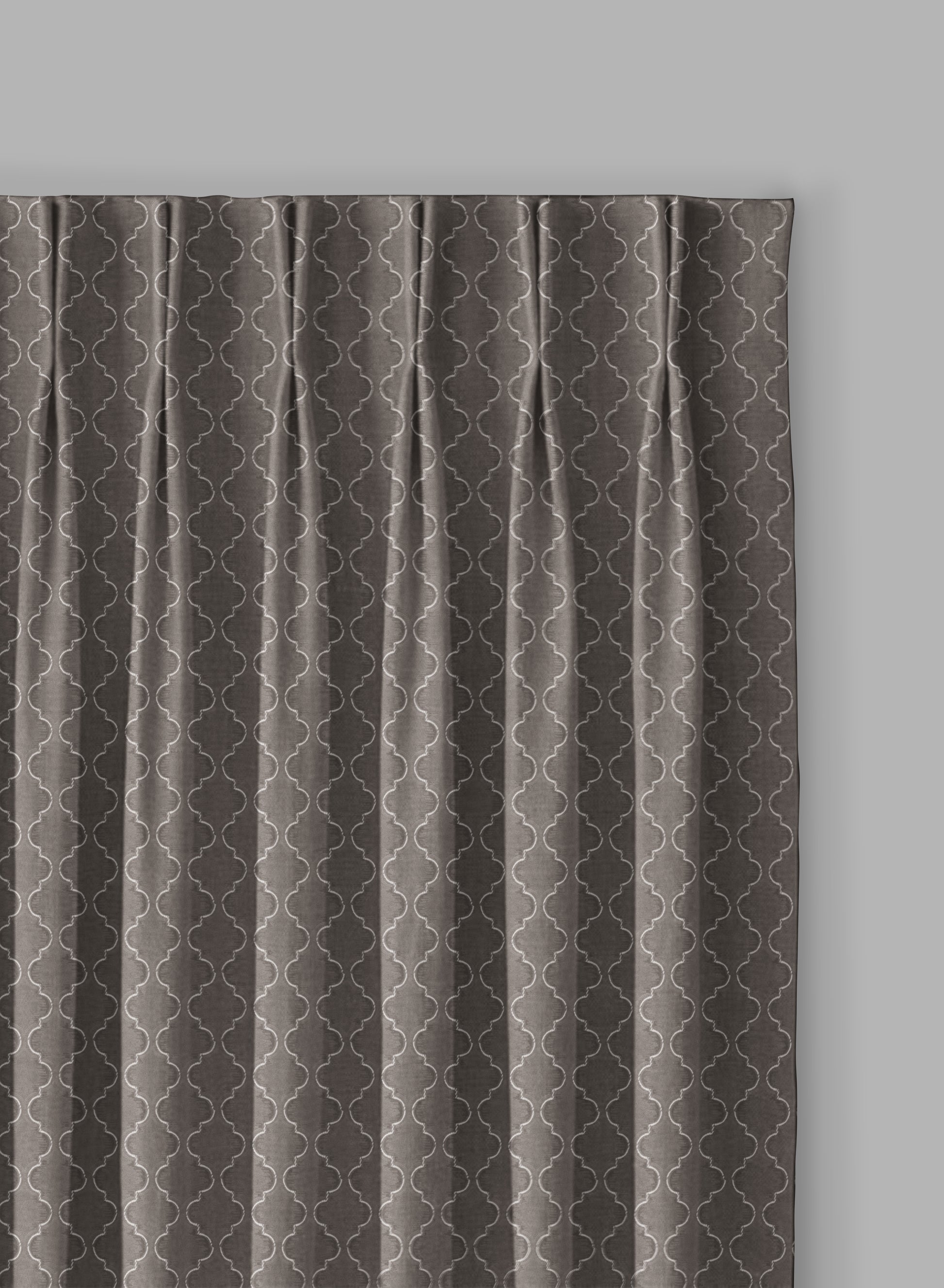 Teramo Jacquard Room Darkening Curtains | Crest Jacquard Weave | Peat Brown | Set of 2 | Fully Customizable