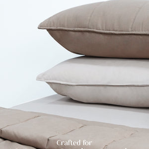 Home Crayons Cocoon 8-Piece AC Bedding Set | Coordinated Comforter, Fitted Sheet & Covers in One Set | Earthy Beige