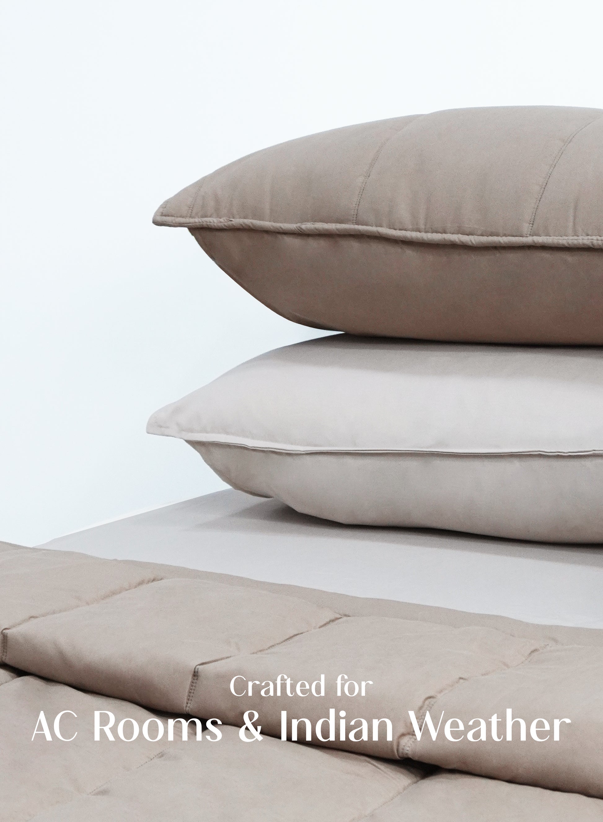 Home Crayons Cocoon 8-Piece AC Bedding Set | Coordinated Comforter, Fitted Sheet & Covers in One Set | Earthy Beige