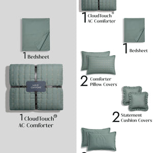 Home Crayons CloudTouch™ 8-Piece AC Bedding Set | Complete Bedroom Upgrade in One Set | Sage Green