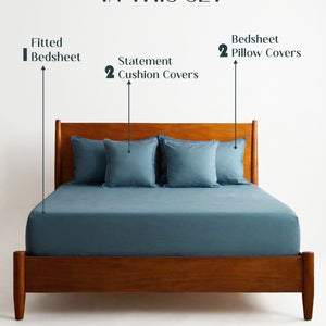 Home Crayons LuxeFit™ Fitted Bedsheet Set | Perfect Fit for Queen & King Mattresses | Tropical Teal