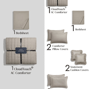 Home Crayons CloudTouch™ 8-Piece AC Bedding Set | Complete Bedroom Upgrade in One Set | Latte Crème
