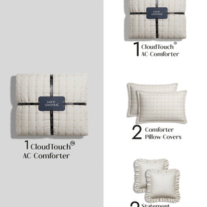 Home Crayons CloudTouch™ 5-Piece AC Comforter Set | 33% Oversized | Includes 2 Pillow & 2 Cushion Covers | Morning Glory
