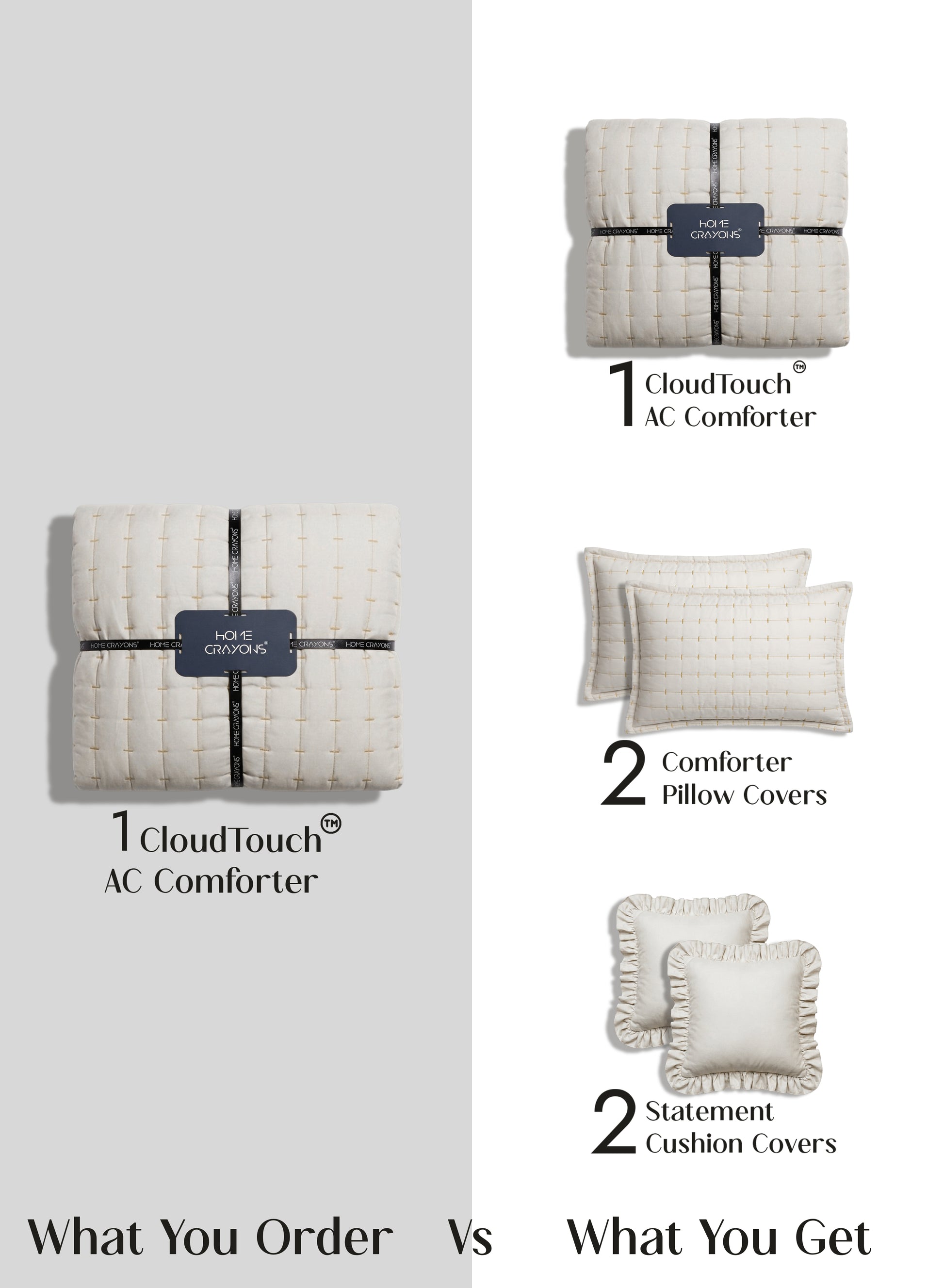 Home Crayons CloudTouch™ 5-Piece AC Comforter Set | 33% Oversized | Includes 2 Pillow & 2 Cushion Covers | Morning Glory