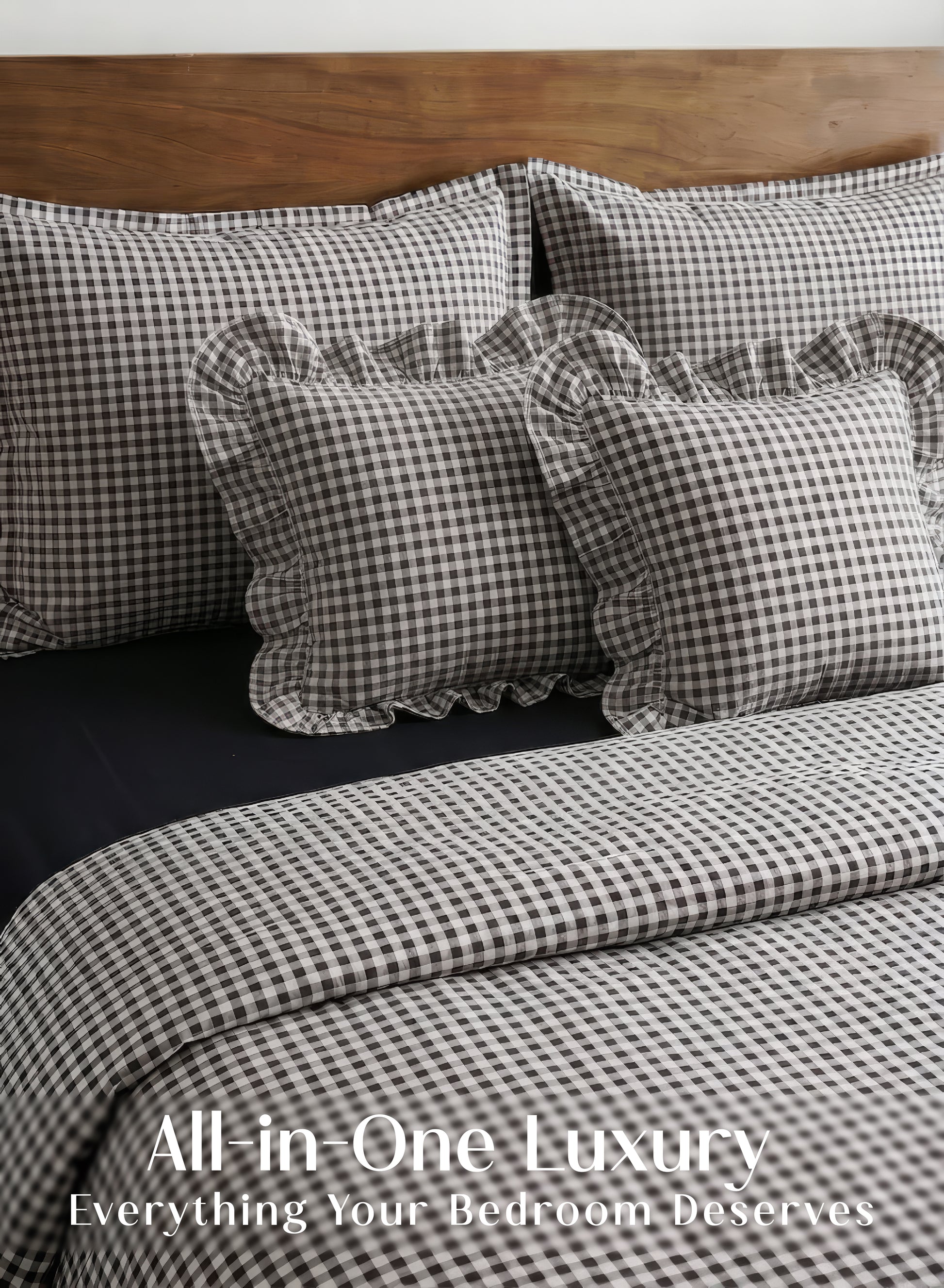Crayonic™ 5-Piece AC Comforter Set | Signature Designer Comforter Set | Midnight Gingham