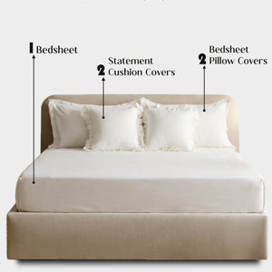 Home Crayons LuxeSoft™ Double Bedsheet Set | Oversized King | Includes 2 Pillow Covers & 2 Cushion Covers | Morning Glory