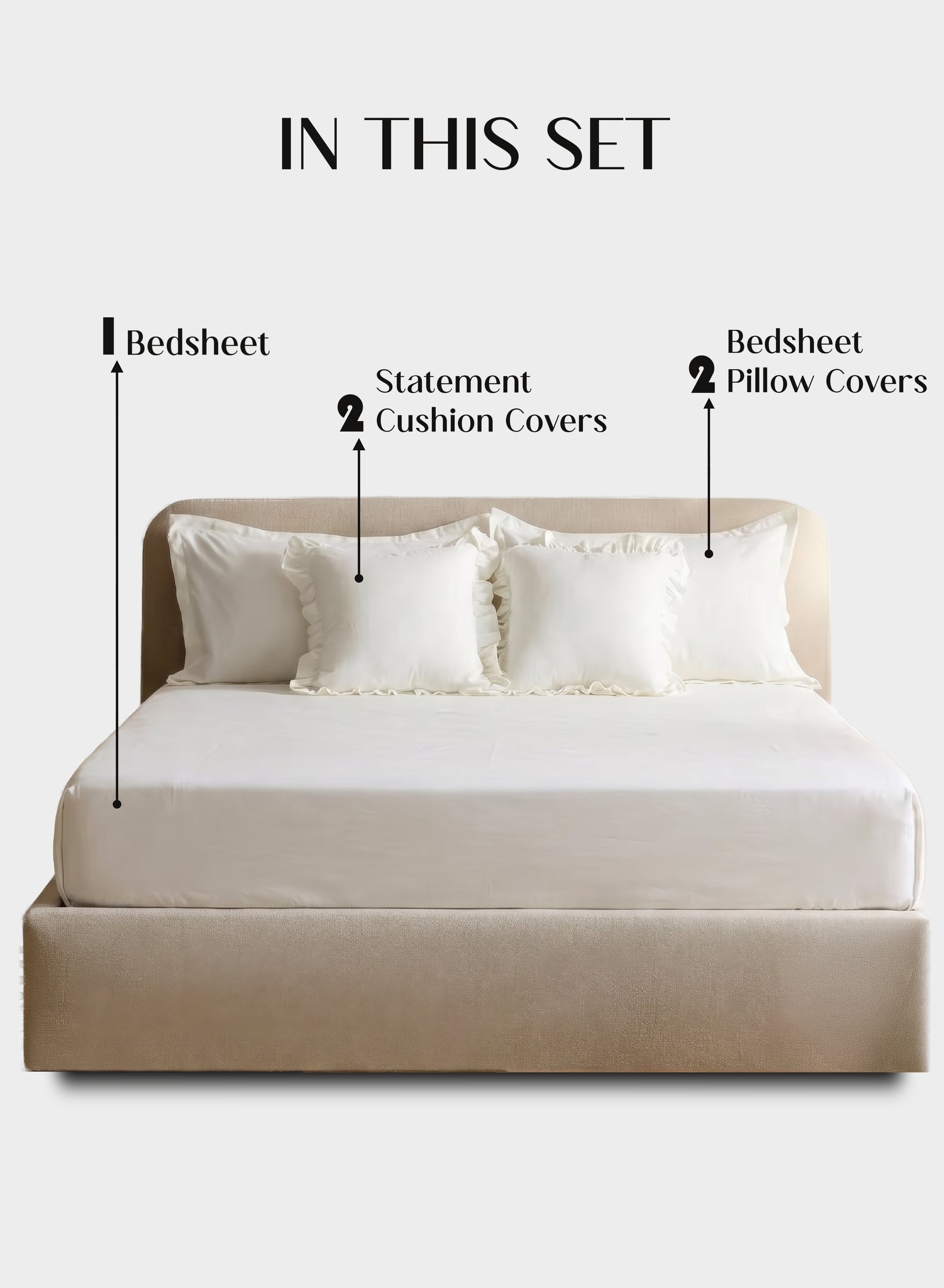 Home Crayons LuxeSoft™ Double Bedsheet Set | Oversized King | Includes 2 Pillow Covers & 2 Cushion Covers | Morning Glory