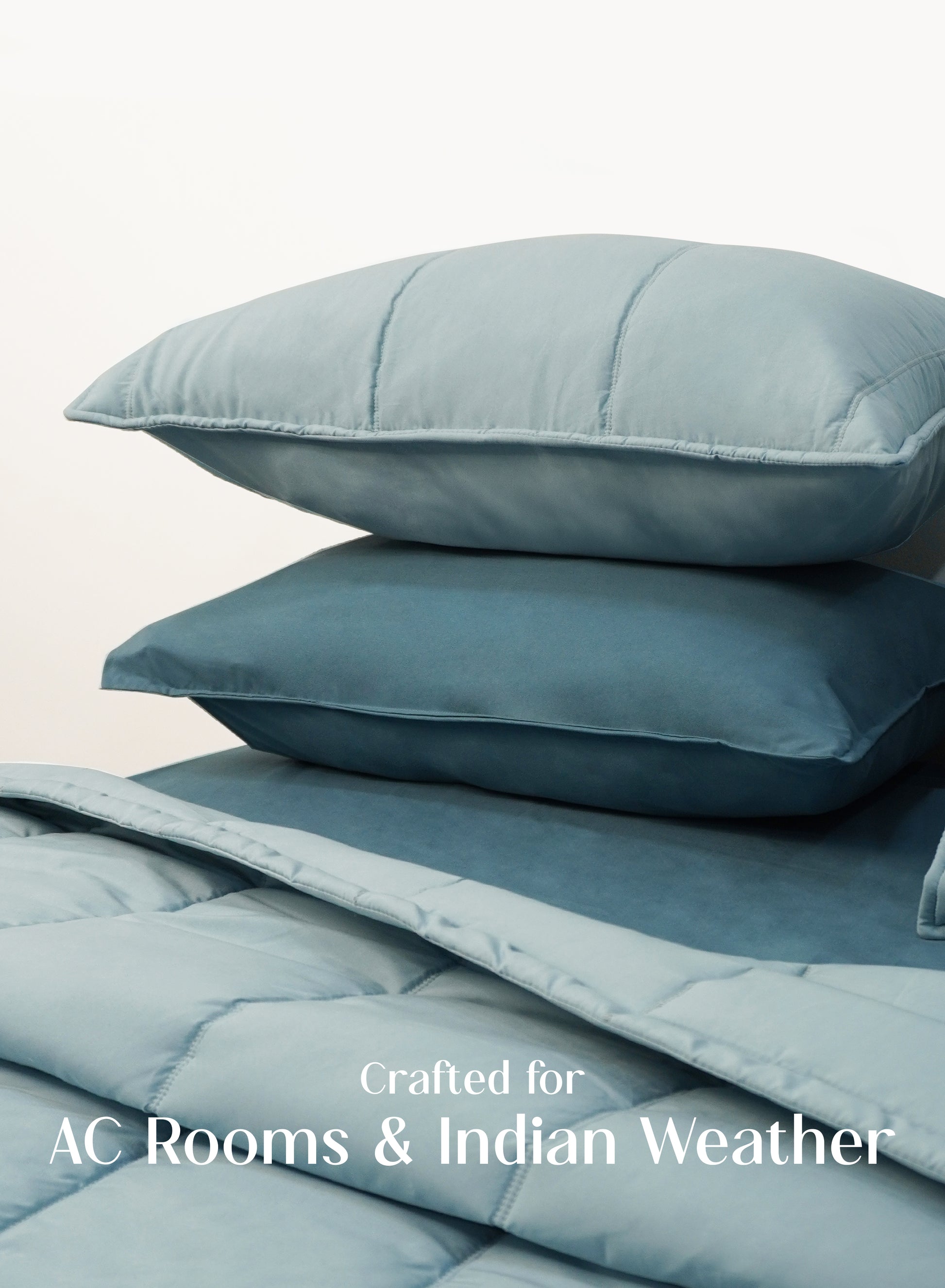 Home Crayons Cocoon 8-Piece AC Bedding Set | Coordinated Comforter, Fitted Sheet & Covers in One Set | Blue Meadow