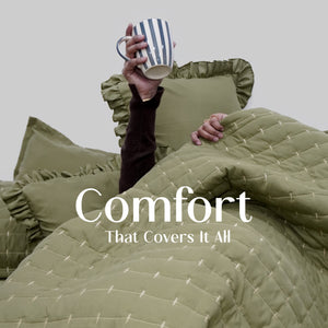 Home Crayons CloudTouch™ 5-Piece AC Comforter Set | 33% Oversized | Includes 2 Pillow & 2 Cushion Covers | Olive Grove