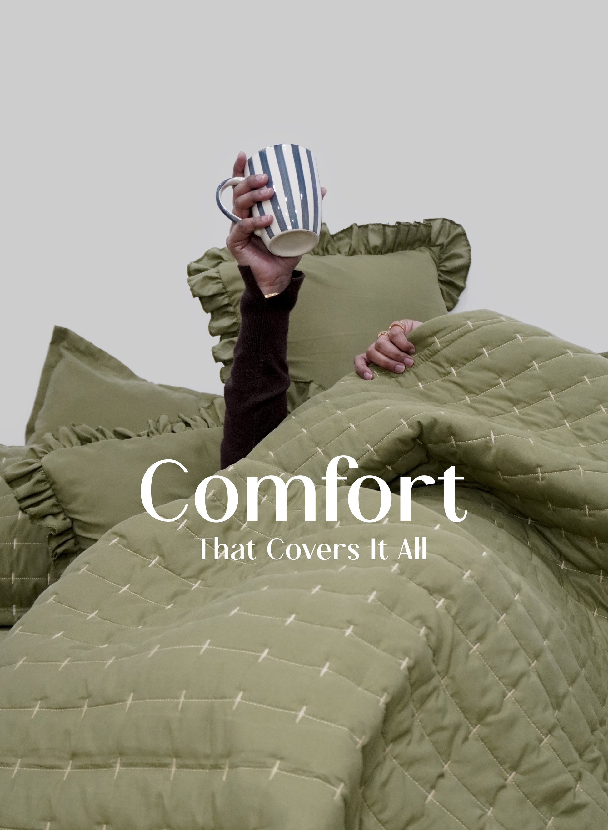 Home Crayons CloudTouch™ 8-Piece AC Bedding Set | Complete Bedroom Upgrade in One Set | Olive Grove