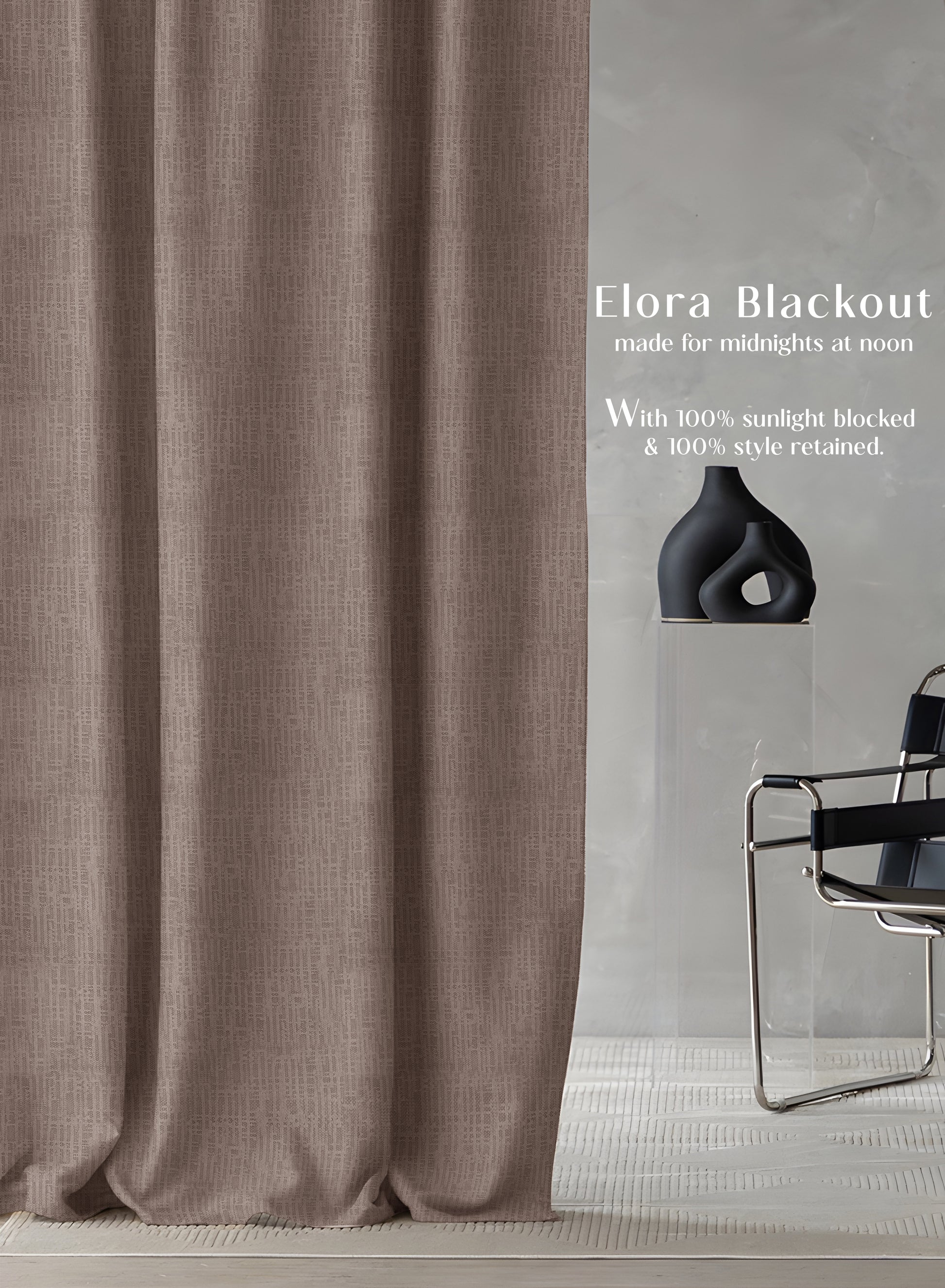 Elora Textured Blackout Curtains | Minimal Design & Total Light Block | Coffee | Set of 2 | Fully Customizable