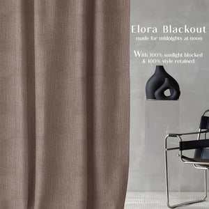 Elora Textured Blackout Curtains | Minimal Design & Total Light Block | Coffee | Set of 2 | Fully Customizable