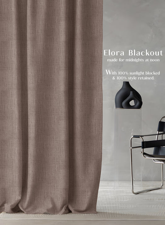 Elora Textured Blackout Curtains | Minimal Design & Total Light Block | Coffee | Set of 2 | Fully Customizable