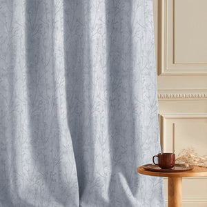 Bern Jacquard Blackout Curtains | Delicate Branch Embroidery & Total Light Block | Arctic Blue | Set of 2 | Fully Customizable