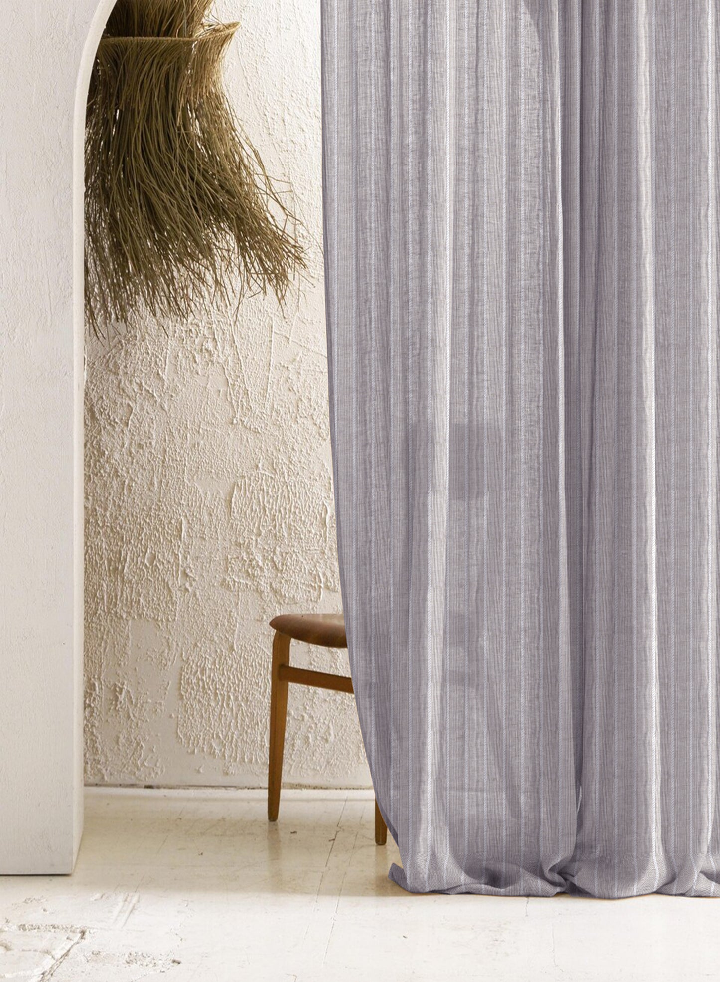 Evok Striped Sheer Curtains | Slate Blue | Set of 2