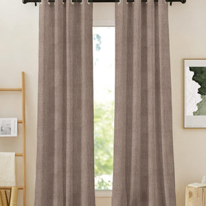 Elora Textured Blackout Curtains | Minimal Design & Total Light Block | Coffee | Set of 2 | Fully Customizable