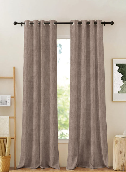 Elora Textured Blackout Curtains | Minimal Design & Total Light Block | Coffee | Set of 2 | Fully Customizable