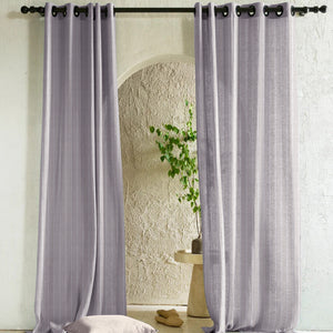 Evok Striped Sheer Curtains | Subtle Stripes & Soft Light Filter | Slate Blue | Set of 2 | Fully Customizable