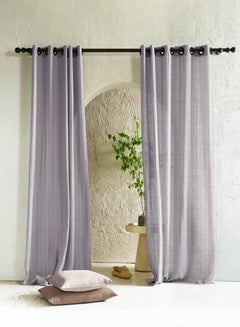 Evok Striped Sheer Curtains | Subtle Stripes & Soft Light Filter | Slate Blue | Set of 2 | Fully Customizable