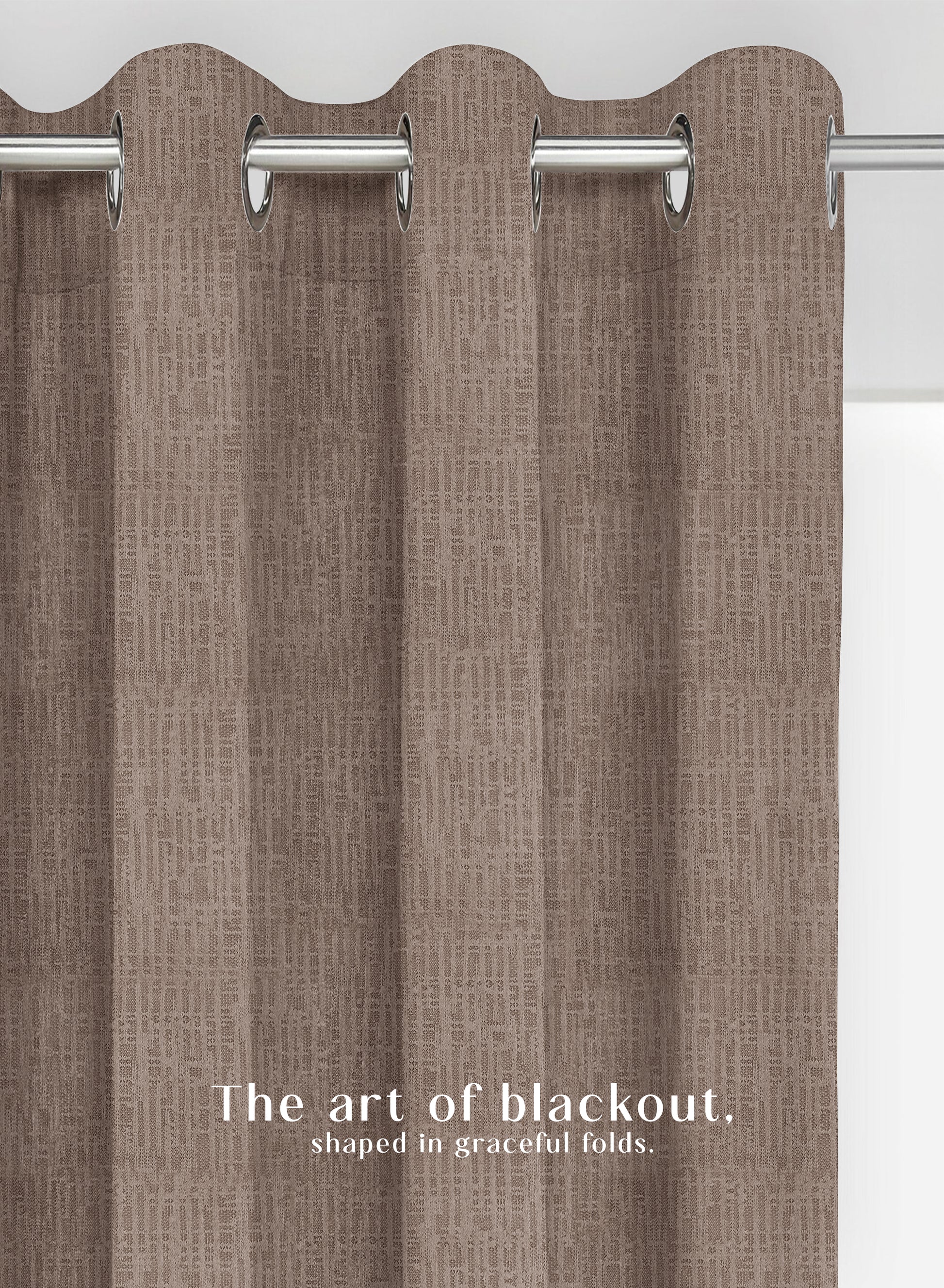 Elora Textured Blackout Curtains | Minimal Design & Total Light Block | Coffee | Set of 2 | Fully Customizable