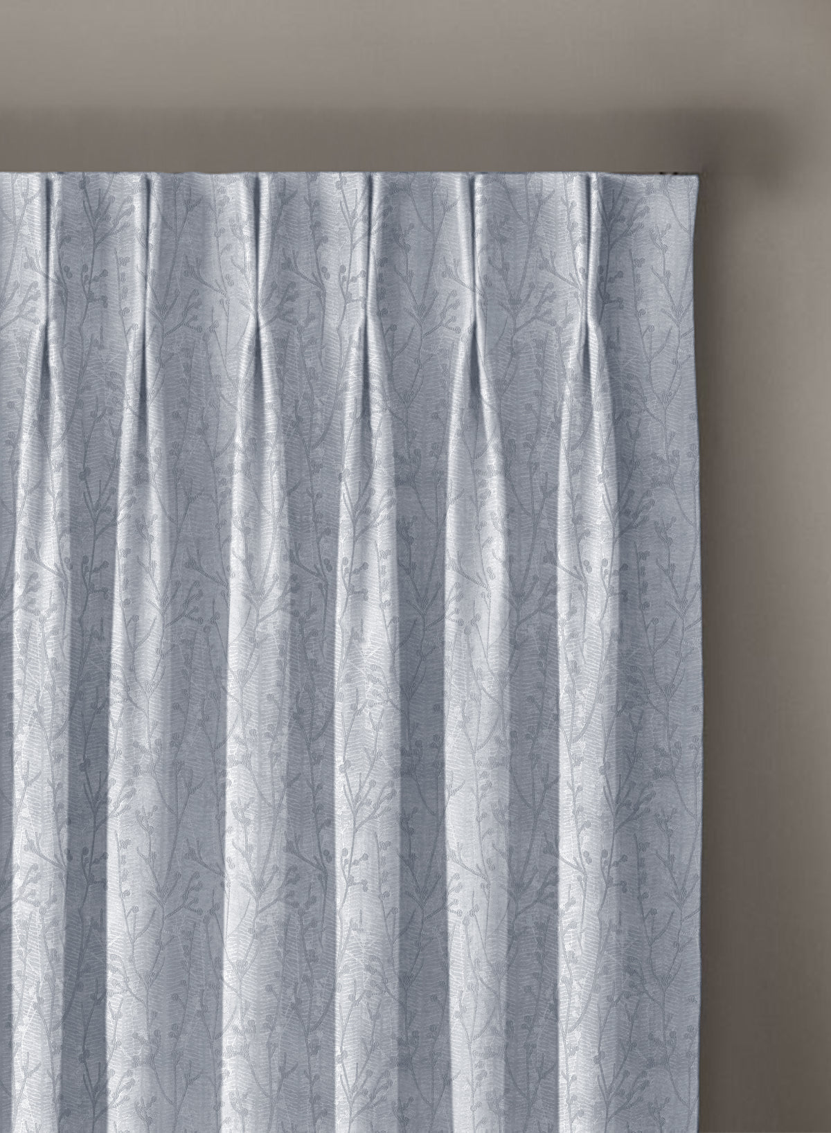 Bern Jacquard Blackout Curtains | Delicate Branch Embroidery & Total Light Block | Arctic Blue | Set of 2 | Fully Customizable