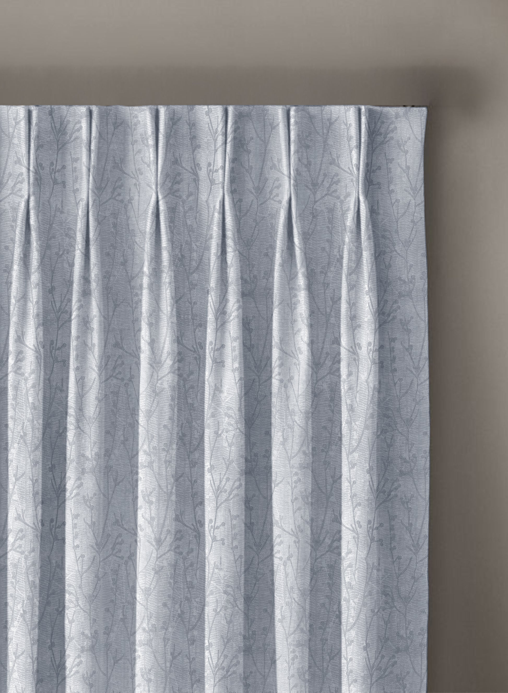 Bern Jacquard Blackout Curtains | Delicate Branch Embroidery & Total Light Block | Arctic Blue | Set of 2 | Fully Customizable