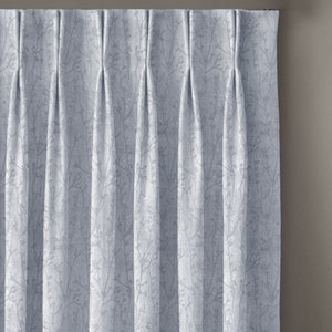 Bern Jacquard Blackout Curtains | Delicate Branch Embroidery & Total Light Block | Arctic Blue | Set of 2 | Fully Customizable