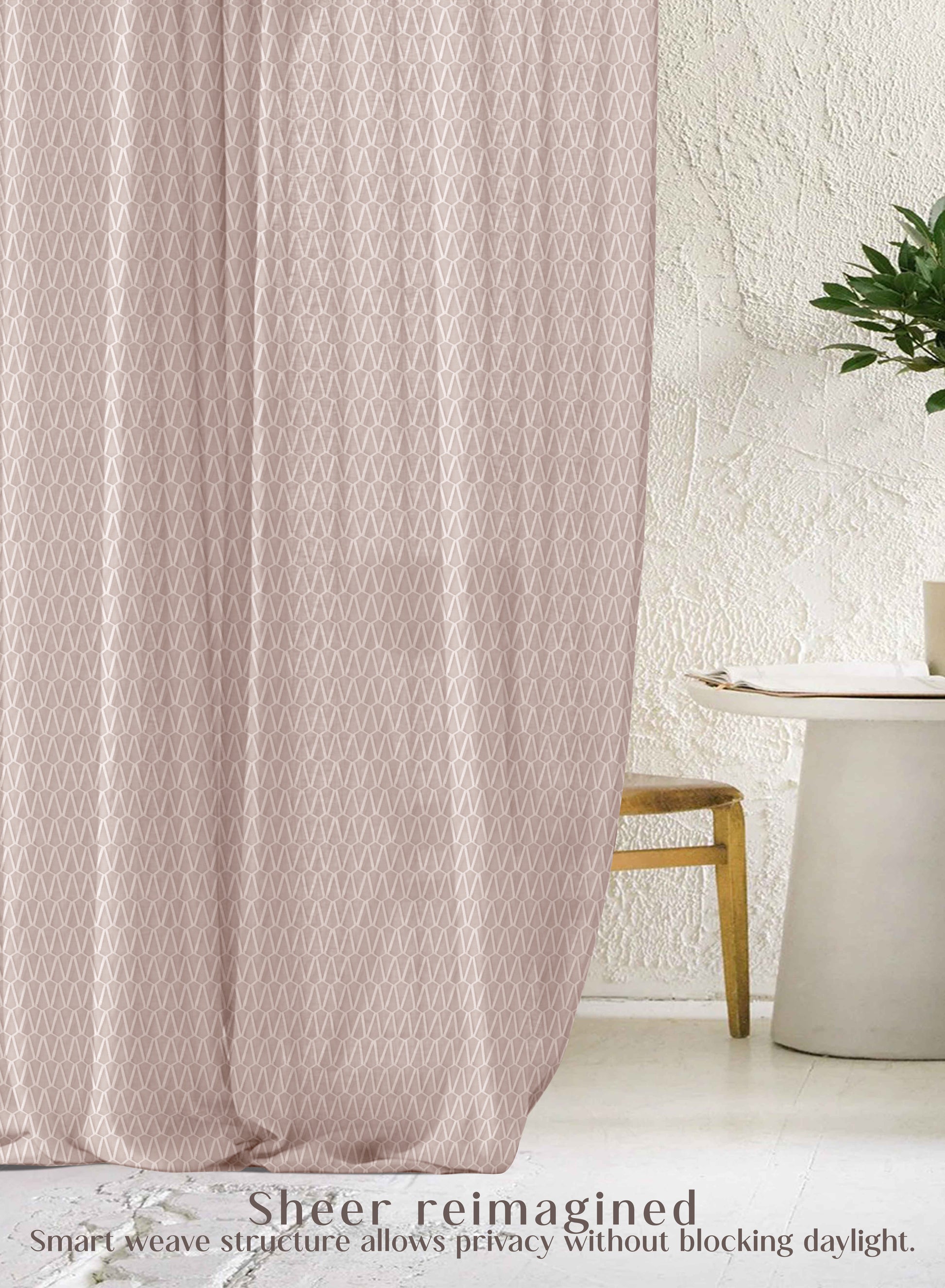 Elsa Textured Sheer Curtains | Modern Aesthetic & Soft Light Filter | Beige | Set of 2 | Fully Customizable
