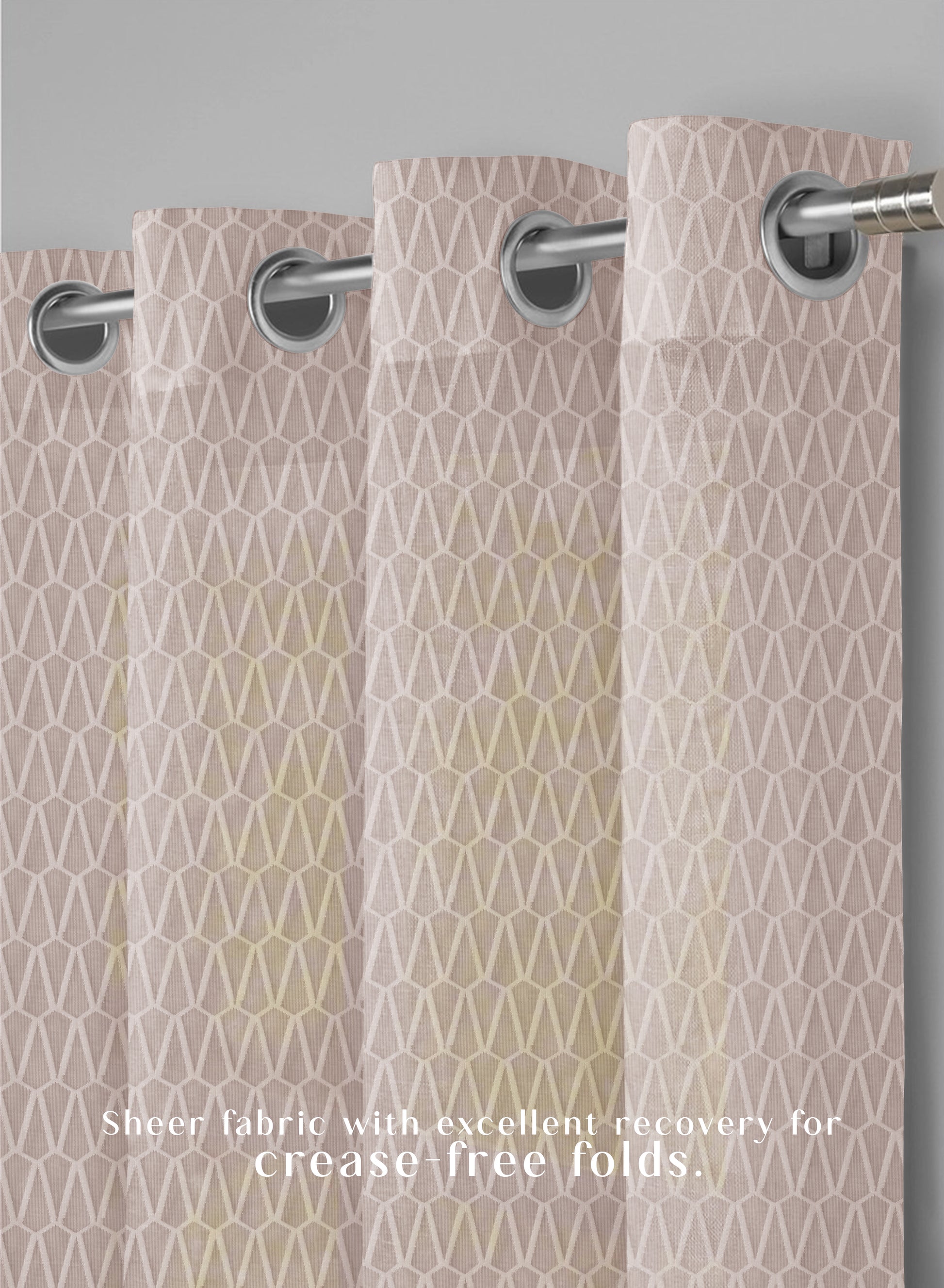 Elsa Textured Sheer Curtains | Modern Aesthetic & Soft Light Filter | Beige | Set of 2 | Fully Customizable