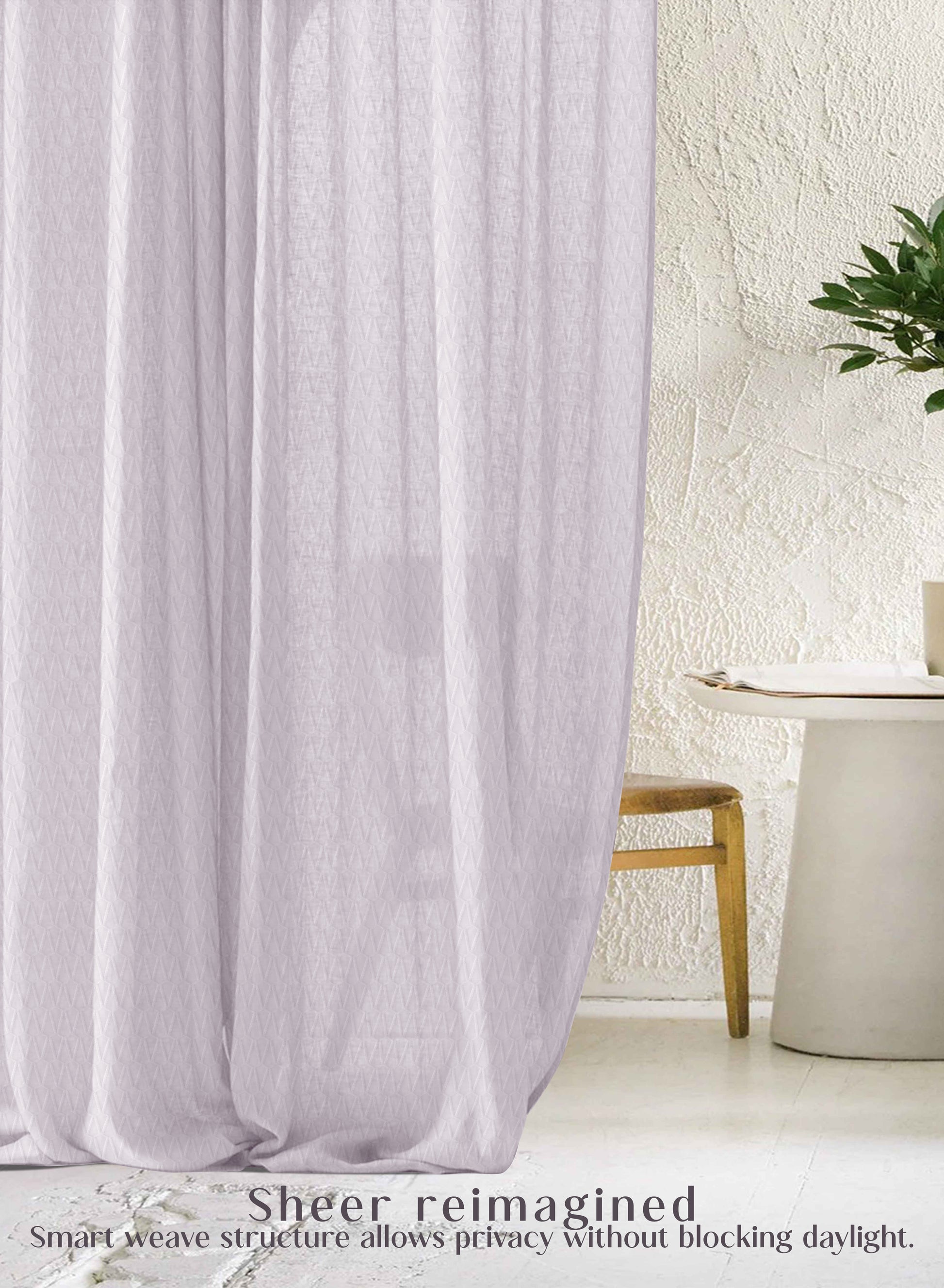 Elsa Textured Sheer Curtains | Modern Aesthetic & Soft Light Filter | Pearl White | Set of 2 | Fully Customizable