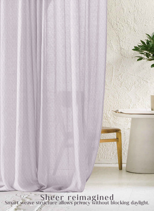 Elsa Textured Sheer Curtains | Modern Aesthetic & Soft Light Filter | Pearl White | Set of 2 | Fully Customizable