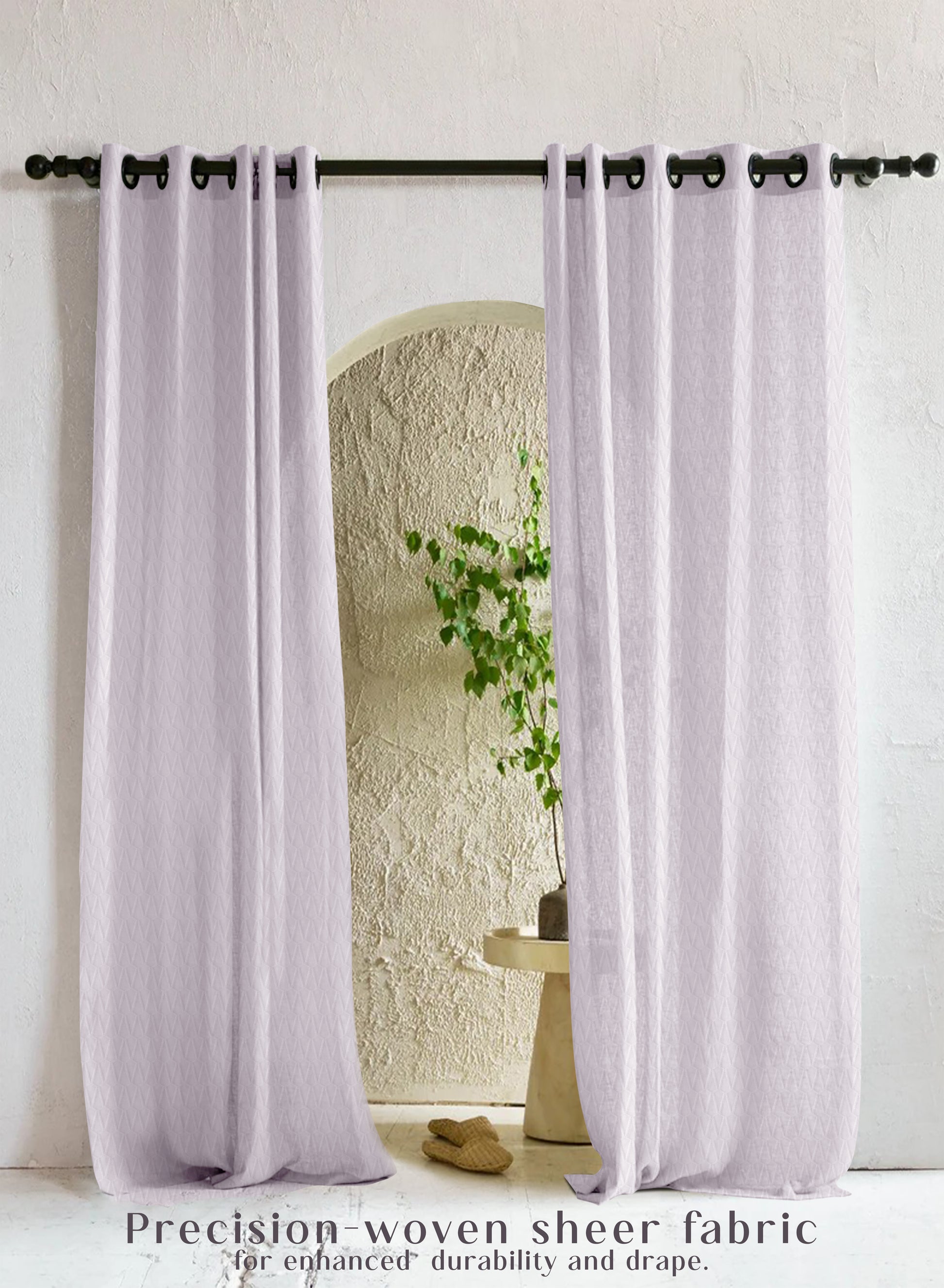 Elsa Textured Sheer Curtains | Modern Aesthetic & Soft Light Filter | Pearl White | Set of 2 | Fully Customizable