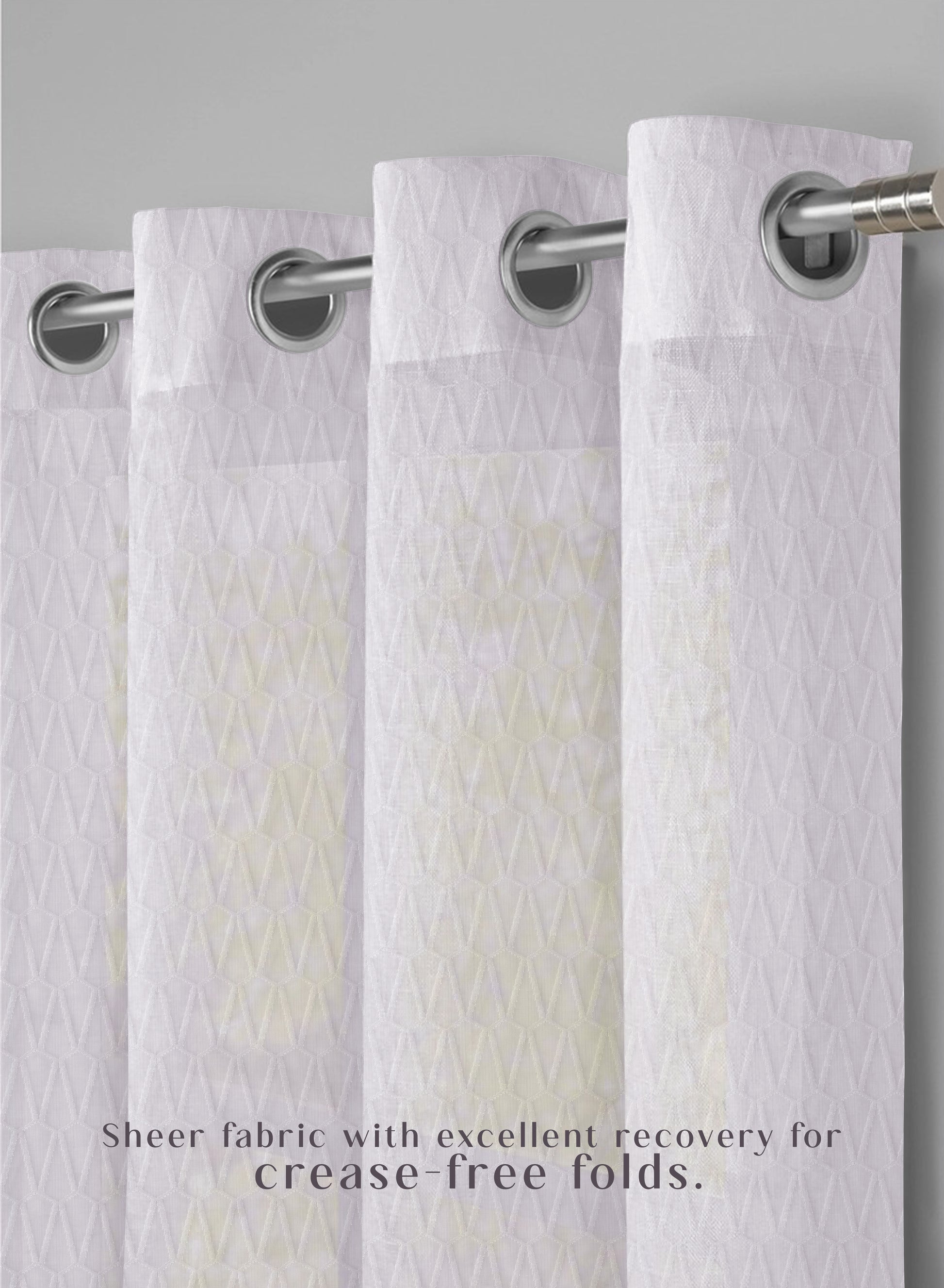 Elsa Textured Sheer Curtains | Modern Aesthetic & Soft Light Filter | Pearl White | Set of 2 | Fully Customizable