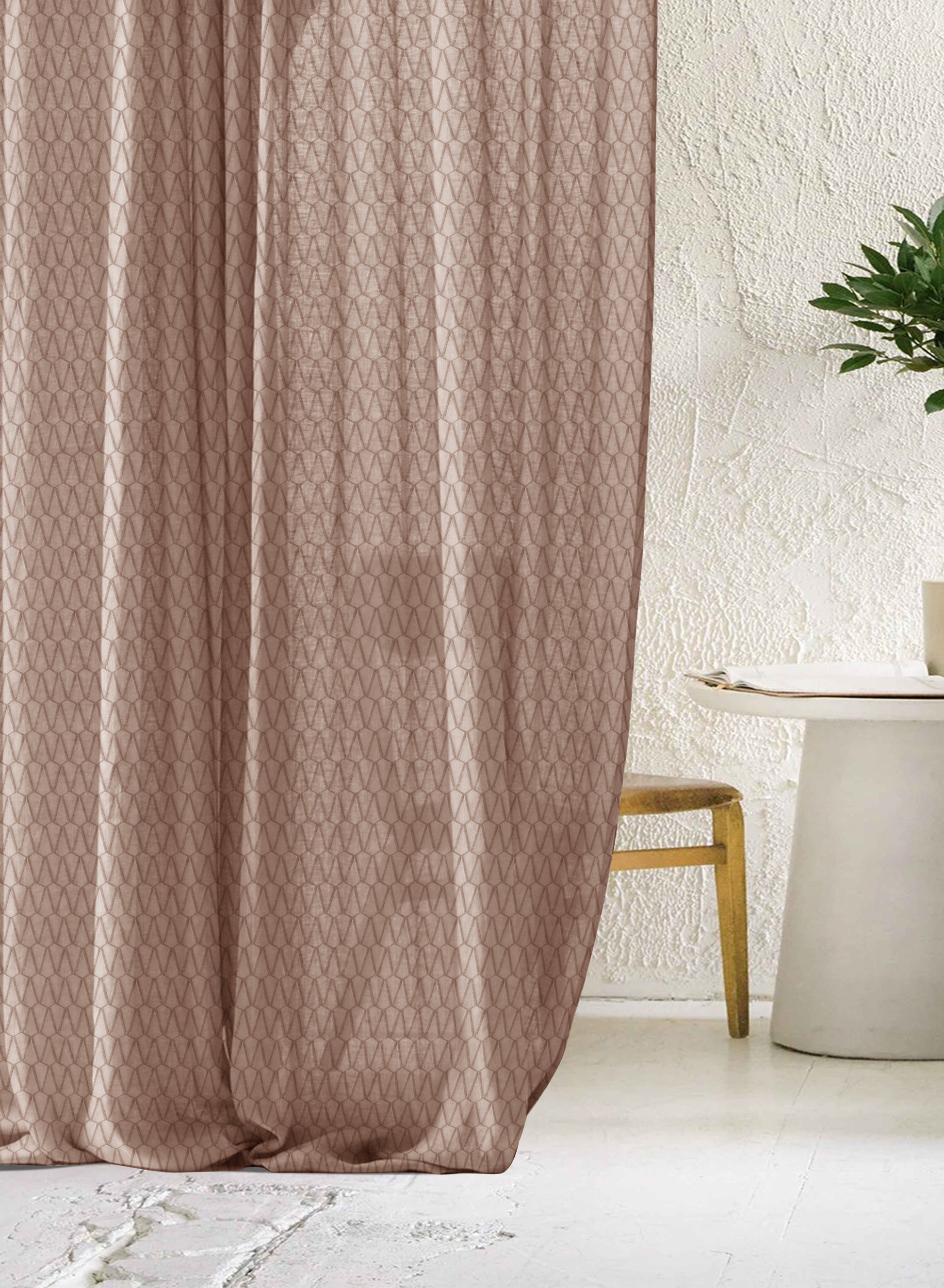 Elsa Textured Sheer Curtains | Mocha Brown | Set of 2