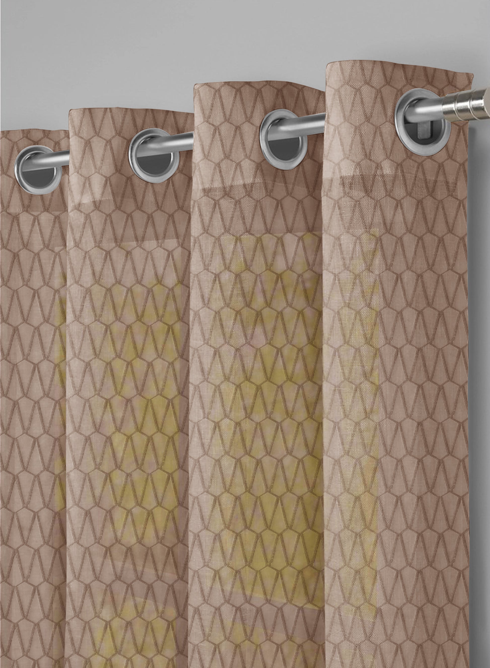 Elsa Textured Sheer Curtains | Mocha Brown | Set of 2