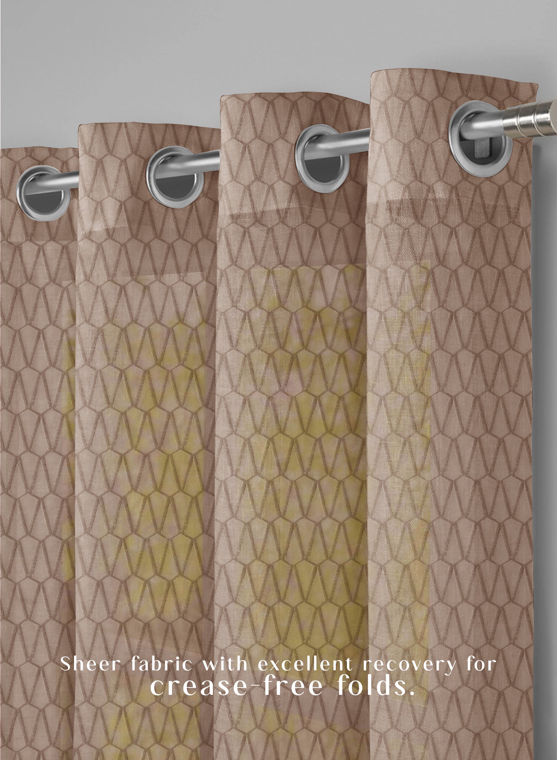 Elsa Textured Sheer Curtains | Modern Aesthetic & Soft Light Filter | Mocha Brown | Set of 2 | Fully Customizable