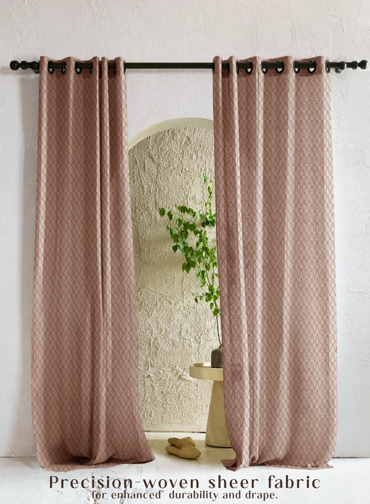 Elsa Textured Sheer Curtains | Modern Aesthetic & Soft Light Filter | Caramel Brown | Set of 2 | Fully Customizable