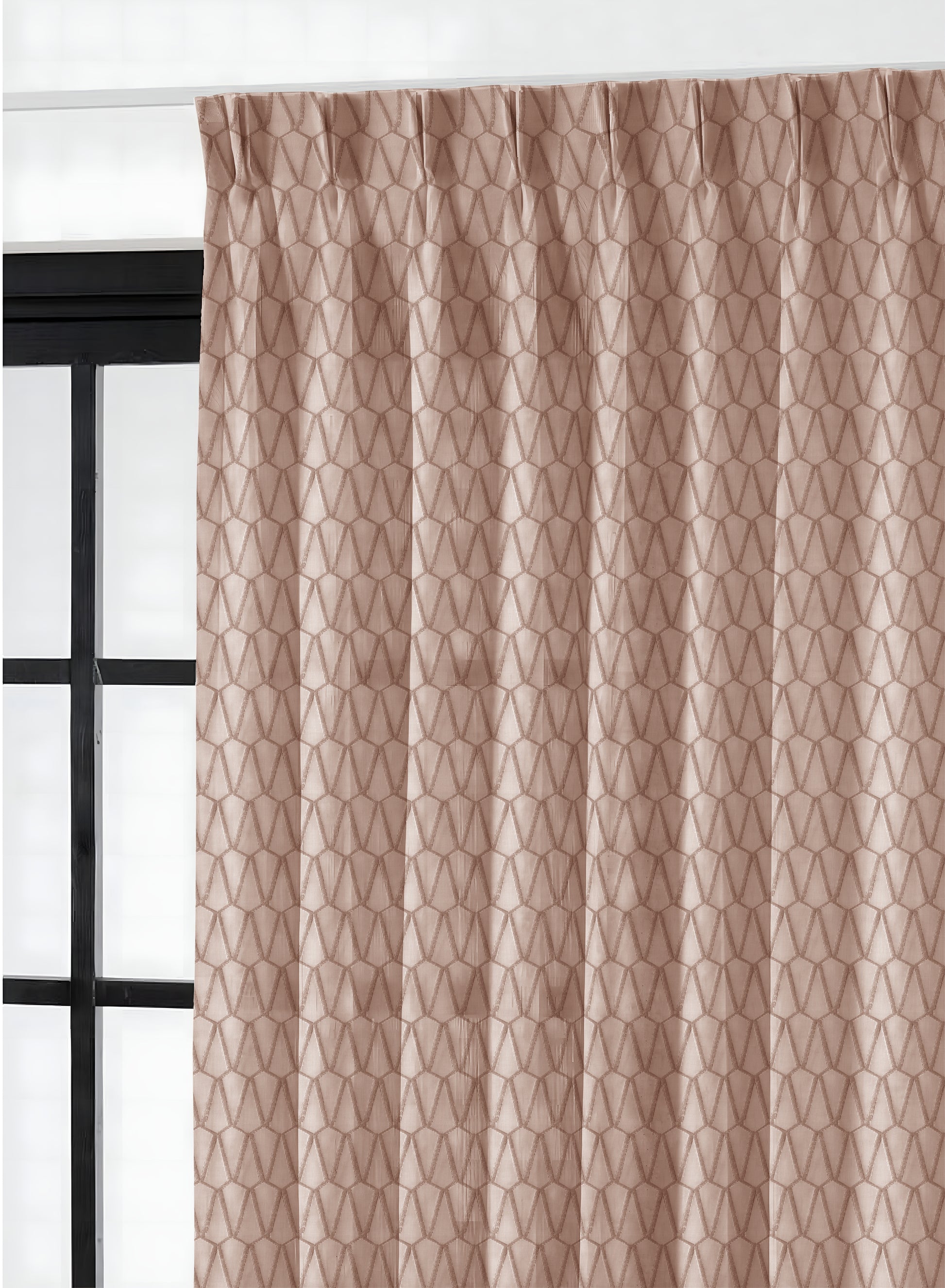 Elsa Textured Sheer Curtains | Caramel Brown | Set of 2