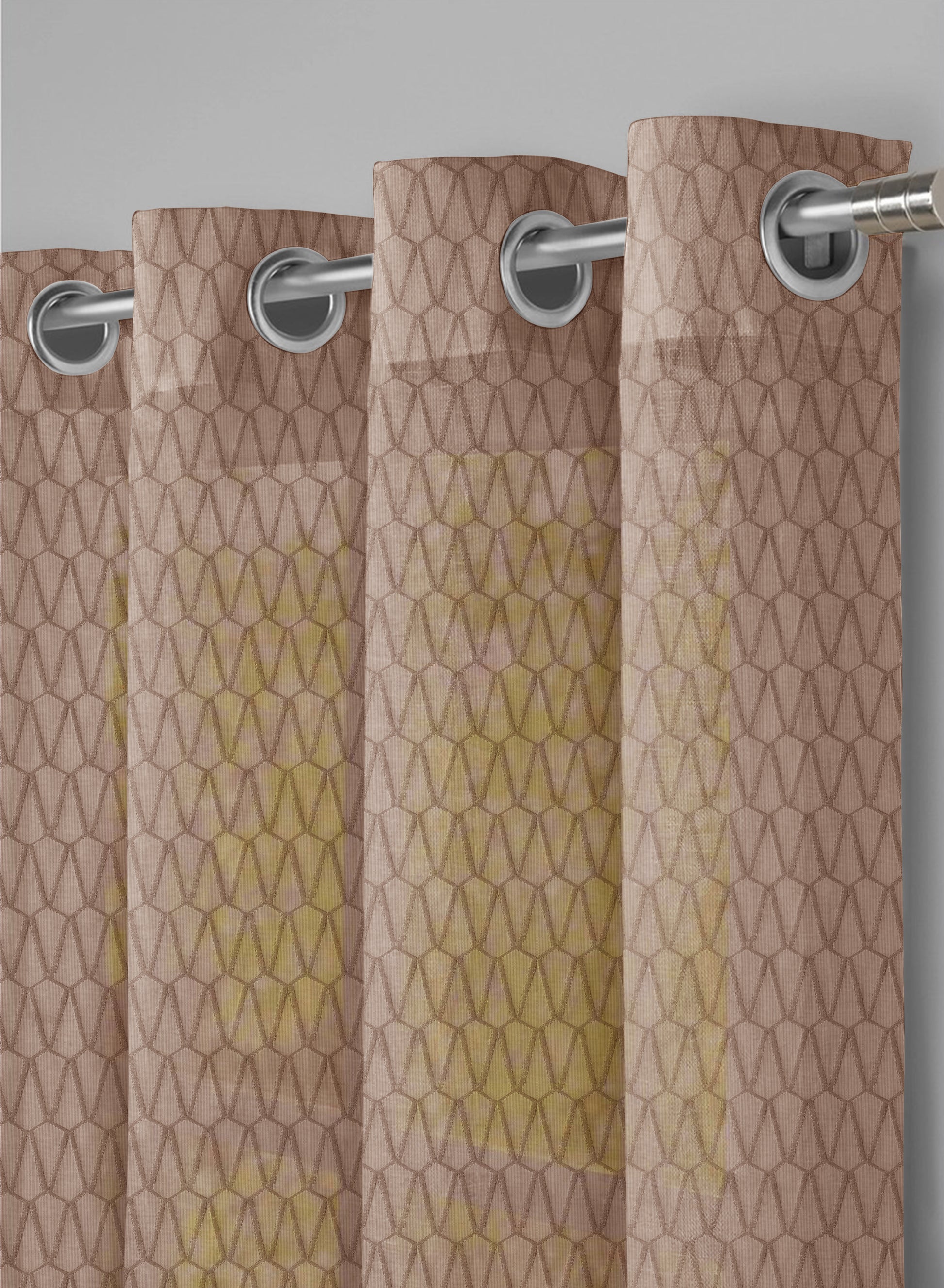 Elsa Textured Sheer Curtains | Caramel Brown | Set of 2