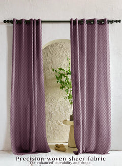 Elsa Textured Sheer Curtains | Modern Aesthetic & Soft Light Filter | Old Mauve | Set of 2 | Fully Customizable