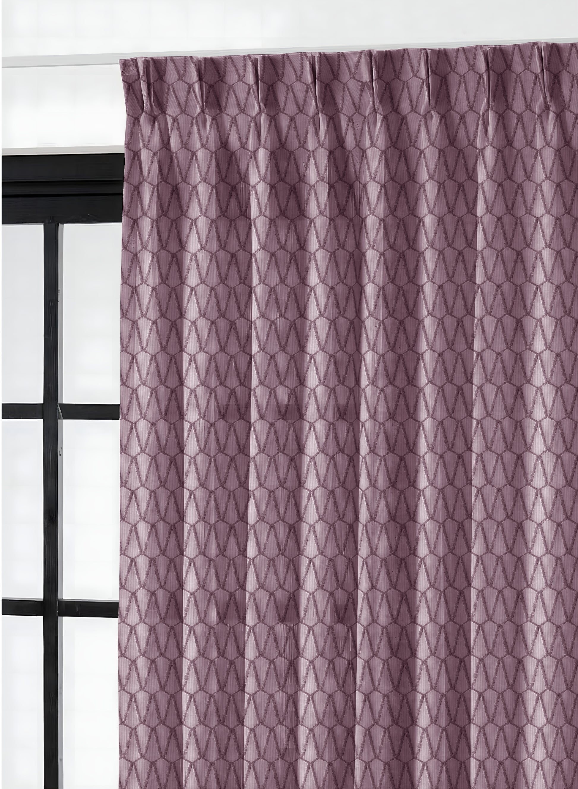 Elsa Textured Sheer Curtains | Old Mauve | Set of 2