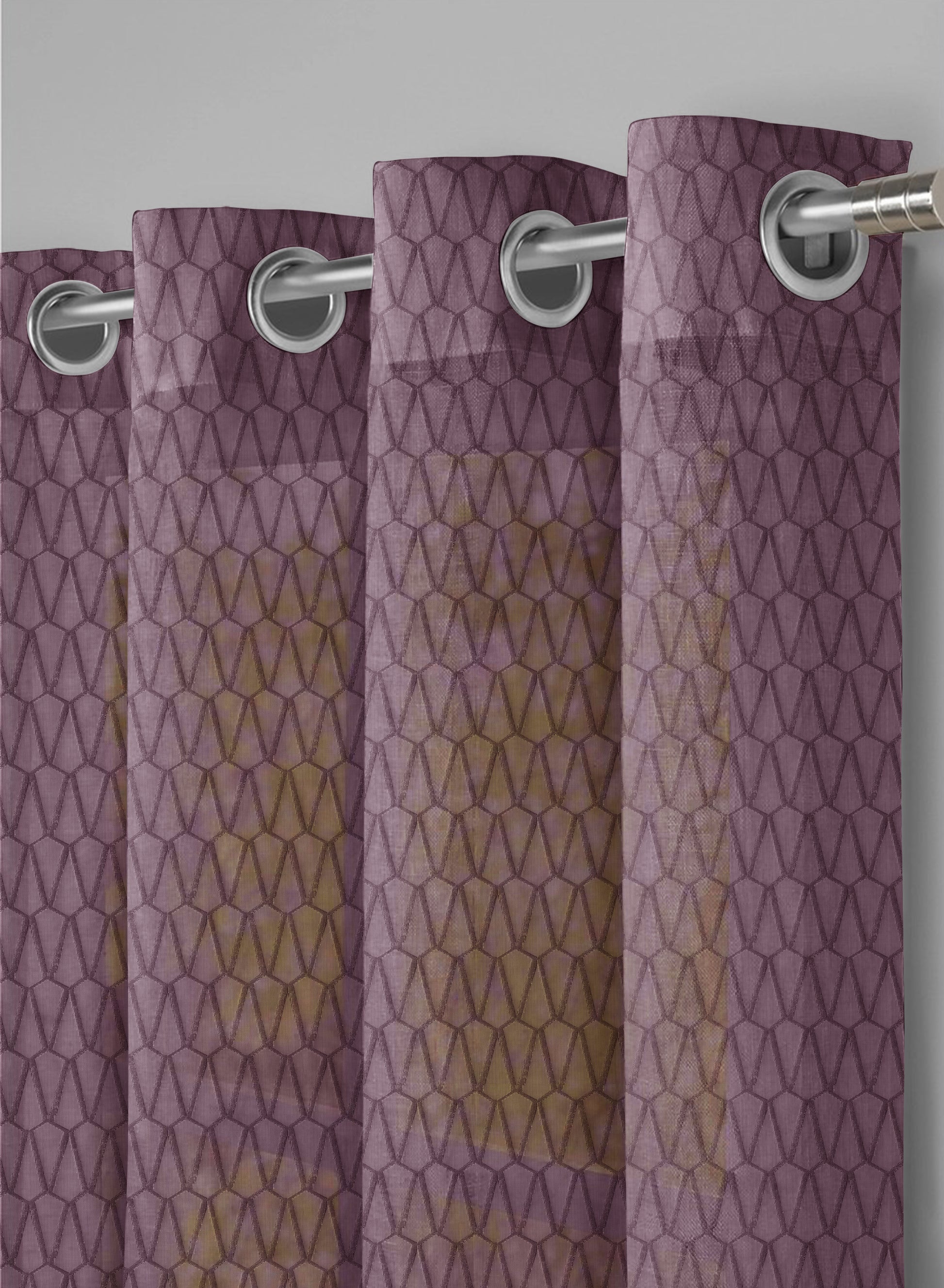 Elsa Textured Sheer Curtains | Old Mauve | Set of 2