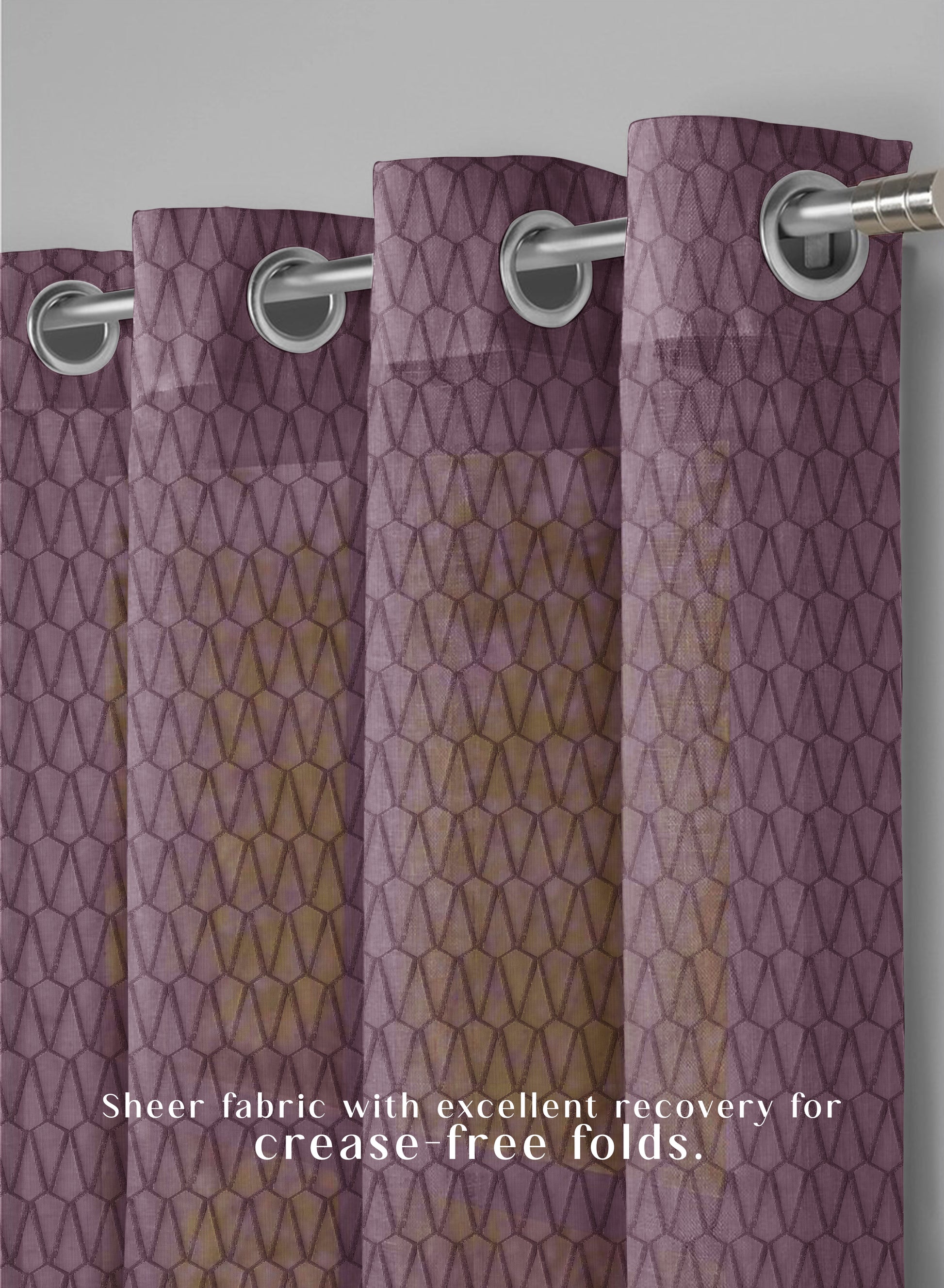 Elsa Textured Sheer Curtains | Modern Aesthetic & Soft Light Filter | Old Mauve | Set of 2 | Fully Customizable
