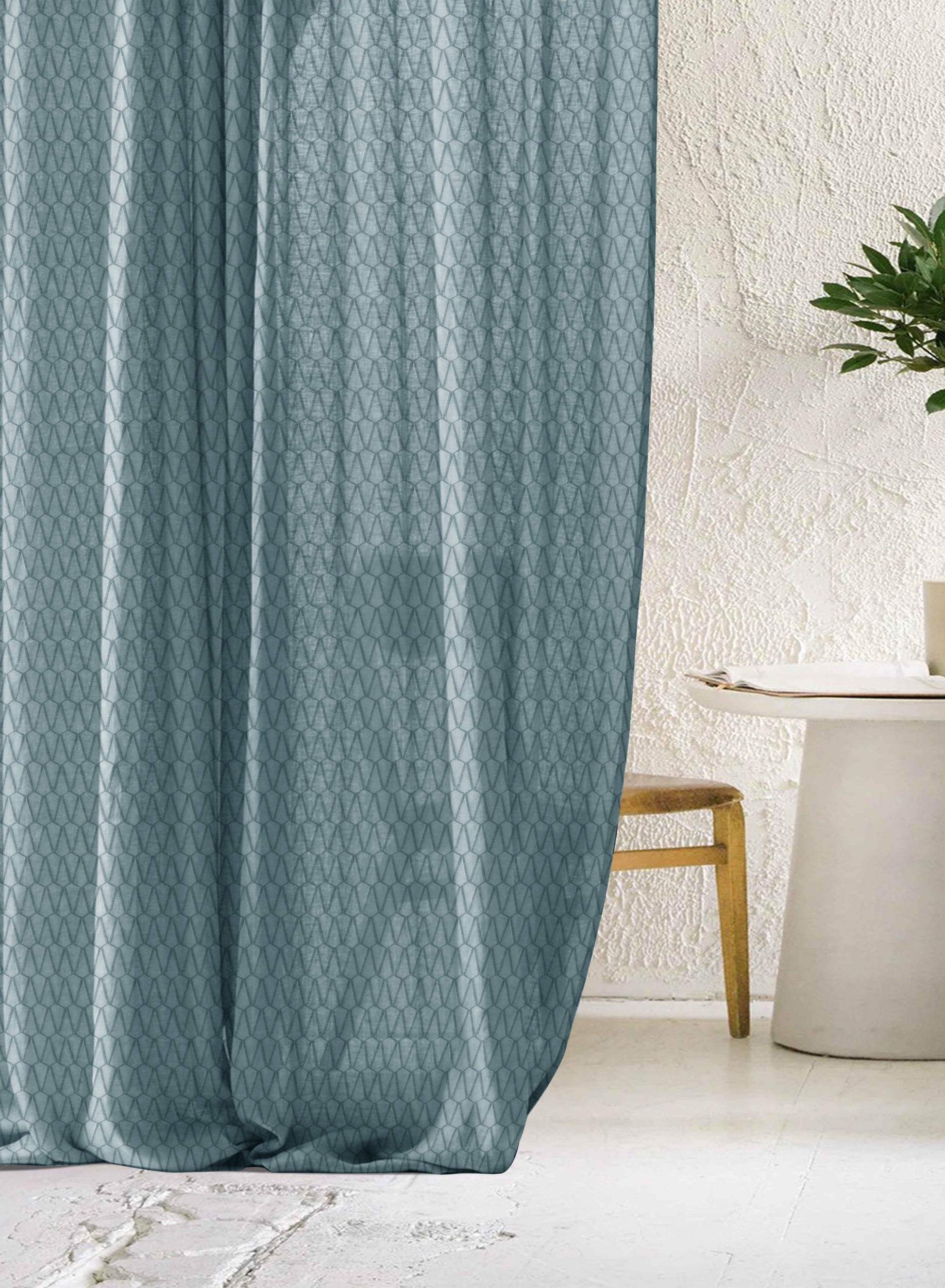 Elsa Textured Sheer Curtains | Seafoam Green | Set of 2