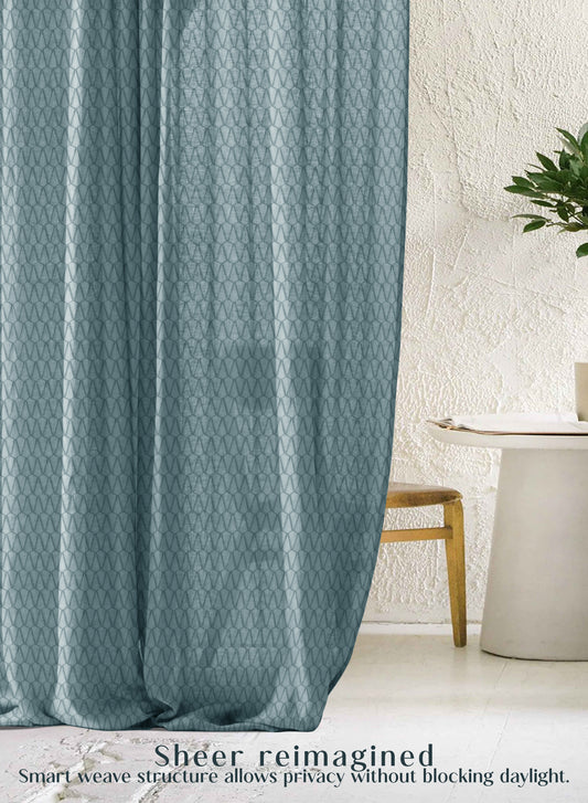 Elsa Textured Sheer Curtains | Modern Aesthetic & Soft Light Filter | Seafoam Green | Set of 2 | Fully Customizable