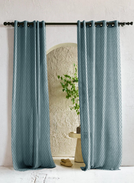 Elsa Textured Sheer Curtains | Seafoam Green | Set of 2