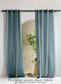 Elsa Textured Sheer Curtains | Modern Aesthetic & Soft Light Filter | Seafoam Green | Set of 2 | Fully Customizable