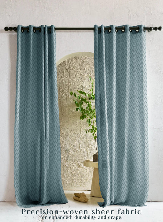 Elsa Textured Sheer Curtains | Modern Aesthetic & Soft Light Filter | Seafoam Green | Set of 2 | Fully Customizable